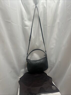 Coach Black Pebbled Leather Shoulder Bag with Adjustable Strap